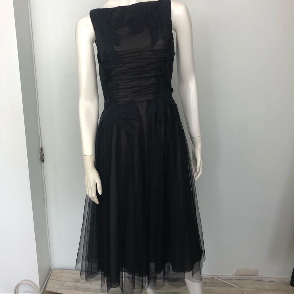 Tory Burch Codie Appliqué Tulle Dress Boatneck
